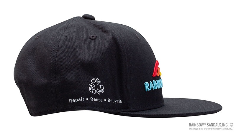 Rainbow® Sandals Black 100% Cotton Snap Back Hat | RAINBOW SANDALS