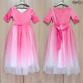 RerCu ベロア×チュール ビビッドピンクドレス〈ピンク130cm〉※カラーテストサンプル