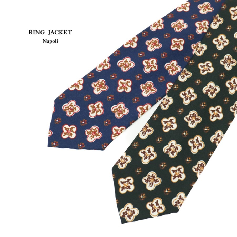 プリントタイ 【ネイビー・ブラック】 RING JACKET ORIGINAL SFODERATA すべての商品 / All Item