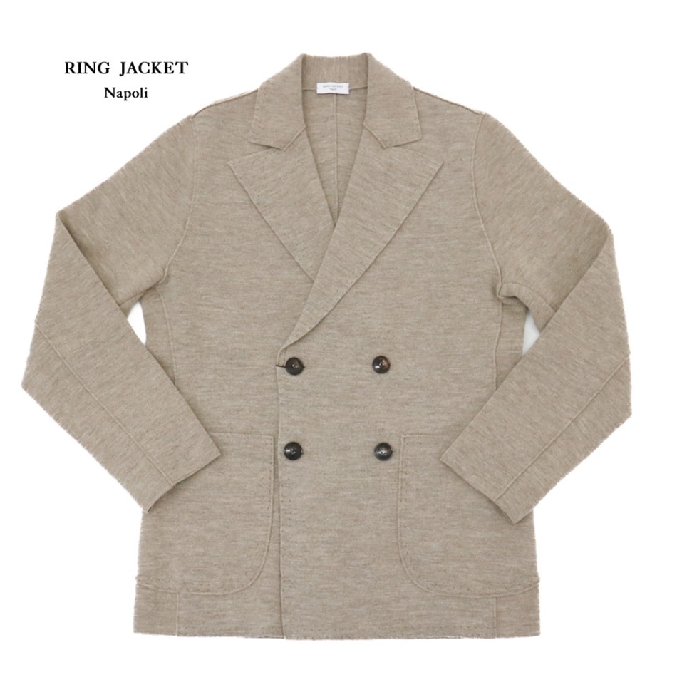 RING JACKET Napoli リングヂャケットナポリ ウール4Bニットジャケット【ベージュ/無地】