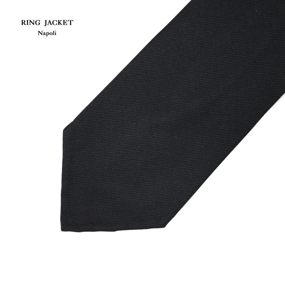 ソリッドタイ 【ブラック】 RING JACKET Napoli SFODERATA ネクタイ / Tie RING JACKET
