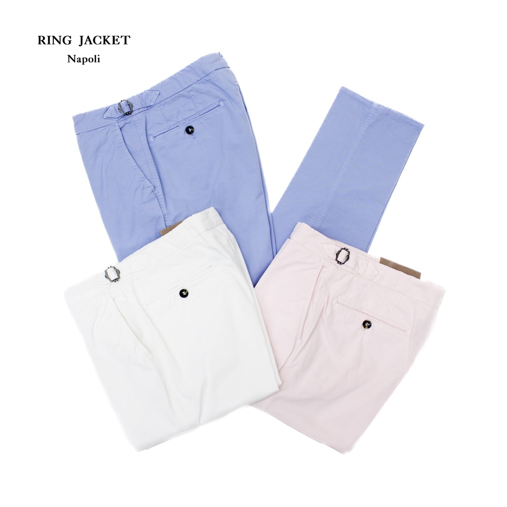 RING JACKET Napoli ガーメントダイ パンツ ピンク・ホワイト・ブルー