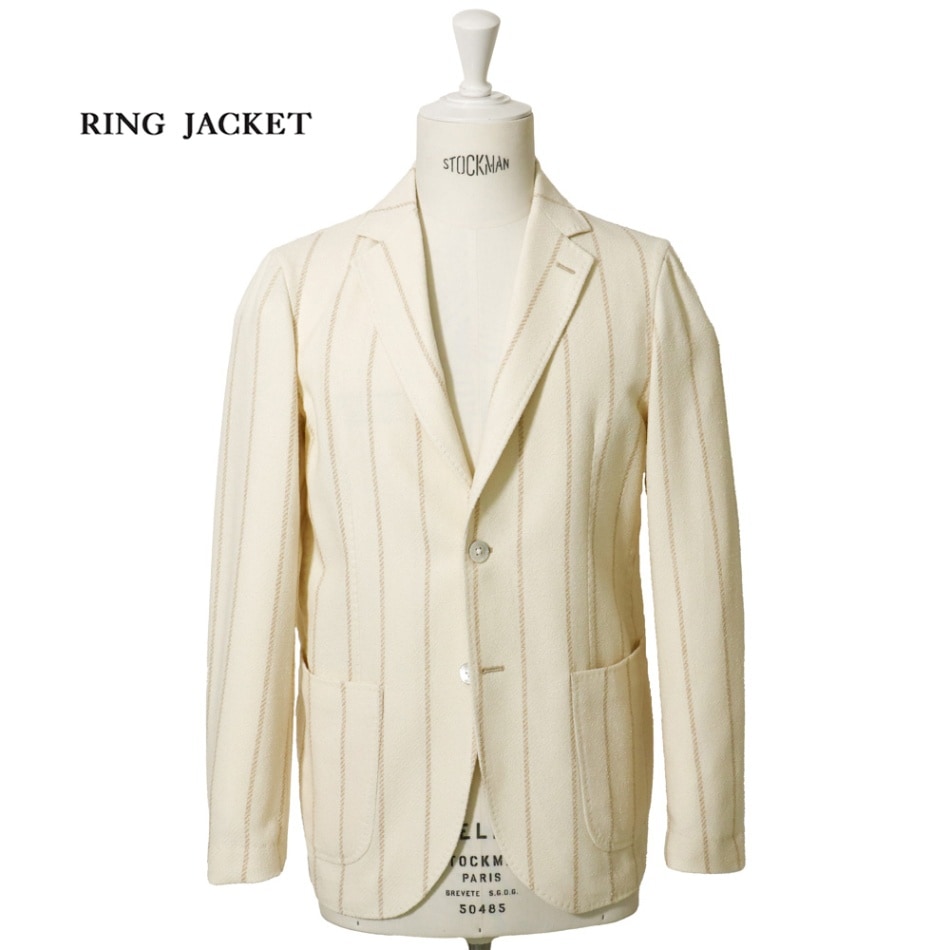 RING JACKET コットン・ナイロン2Bジャケット【ベージュ/ストライプ】Model NO-298 NOVARA / LUXURY BLENDED JACKERS ジャケット / Jacket