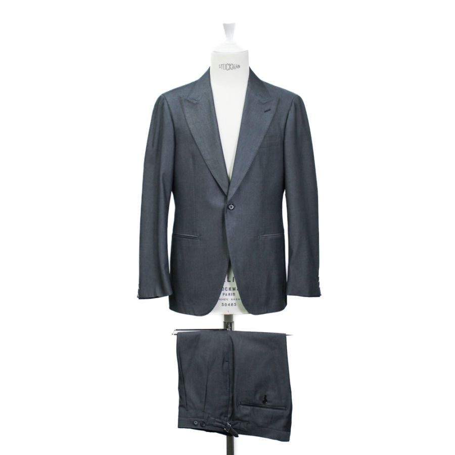 コットン×ウール×カシミヤ ネイビースーツ NO/307 S/190