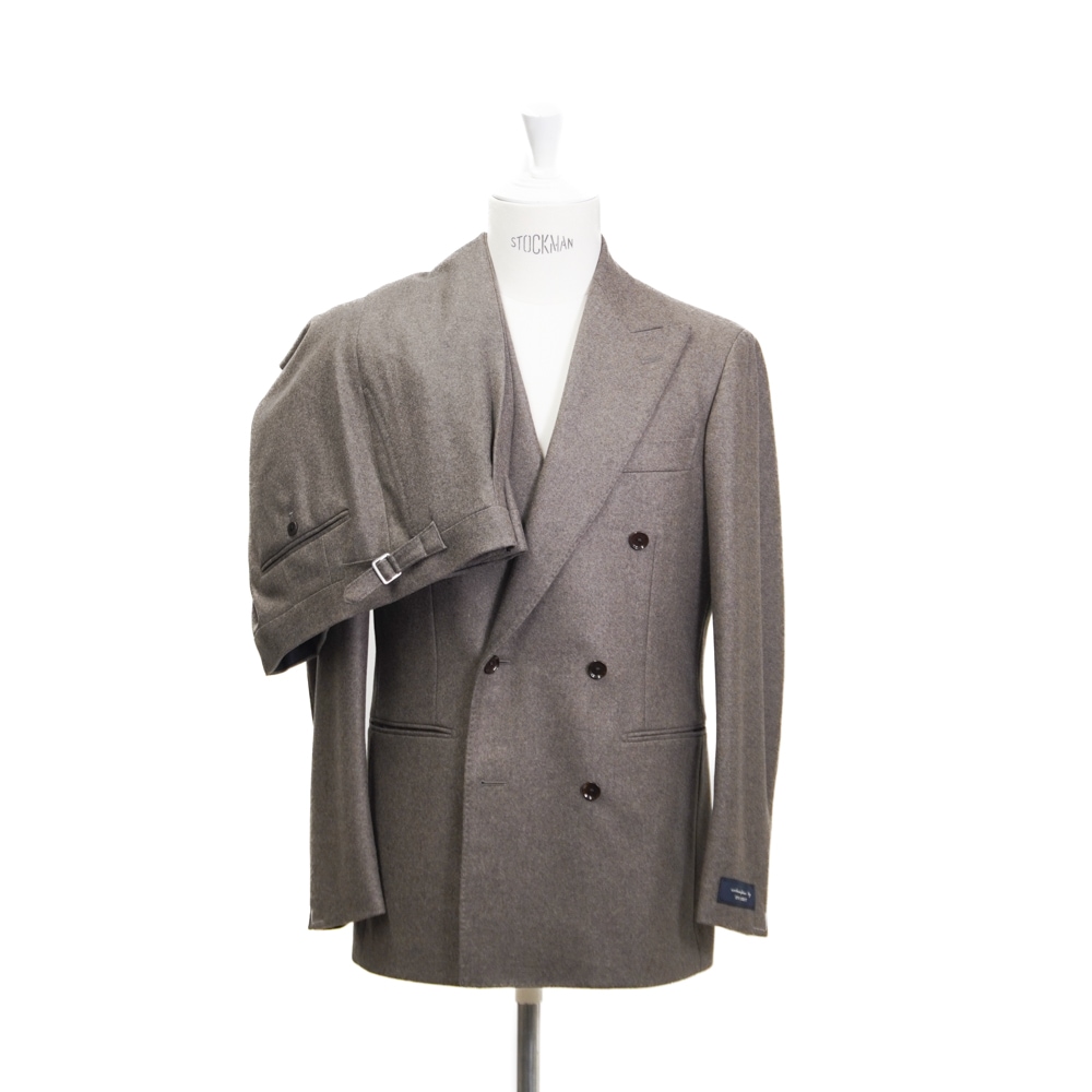 RING JACKET 6Bダブル1プリーツ フランネルスーツ【ブラウン】Model NO