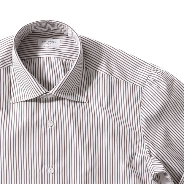 Ring Jacket Napoli ブロード レギュラーカラーシャツ ブラウン ストライプ シャツ Shirt Fall Winter Ring Jacket Meister Online Store