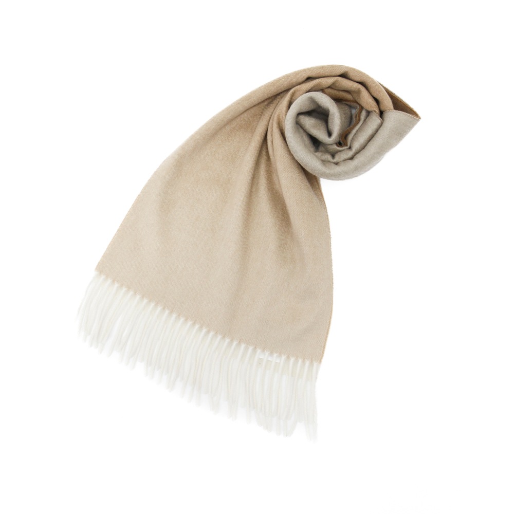 BEGG×CO ベグアンドコー カシミヤストール 【ホワイト×サンド  