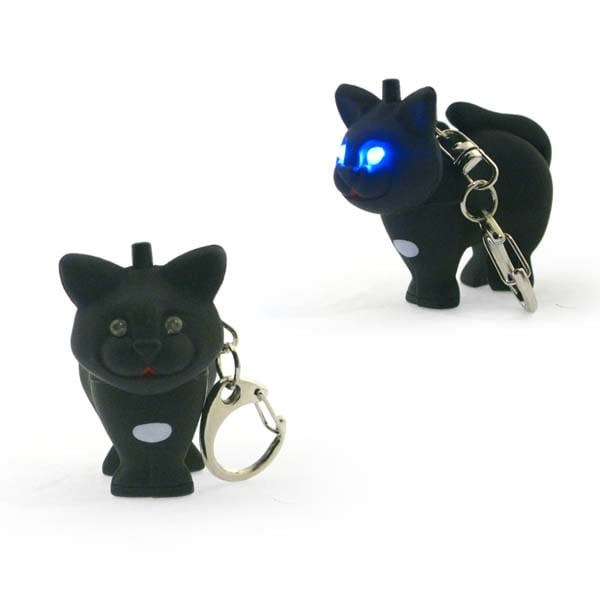 KIKKERLAND ブラックキャット ノイジーライト キーホルダー
