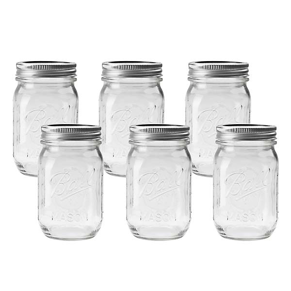 ball ڥܡMason Jar ᥤ󥸥㡼 16oz 쥮顼ޥ 饹¸ (480ml) 6ܥå