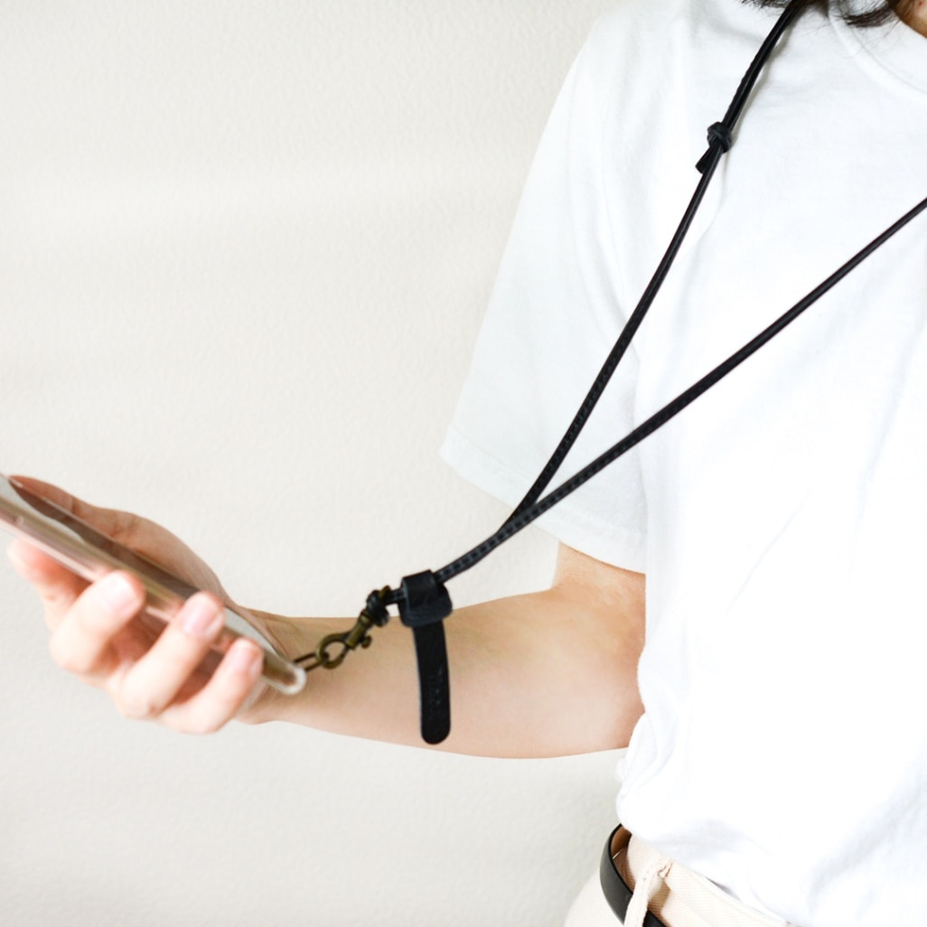 ショルダーストラップ ボックス付き(スマホ/ポーチ/ハンディファンなど向け)本革日本製