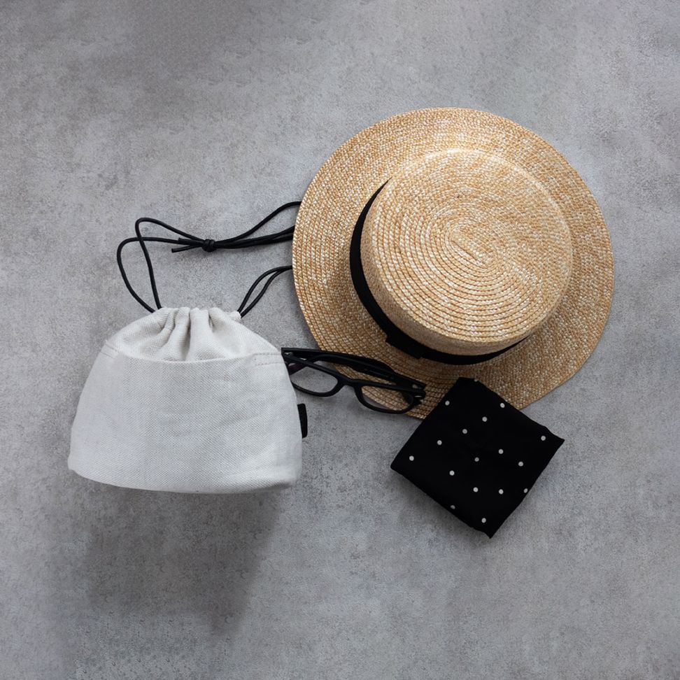 リネン巾着ショルダー （ショート肩当付き）【数量限定色】