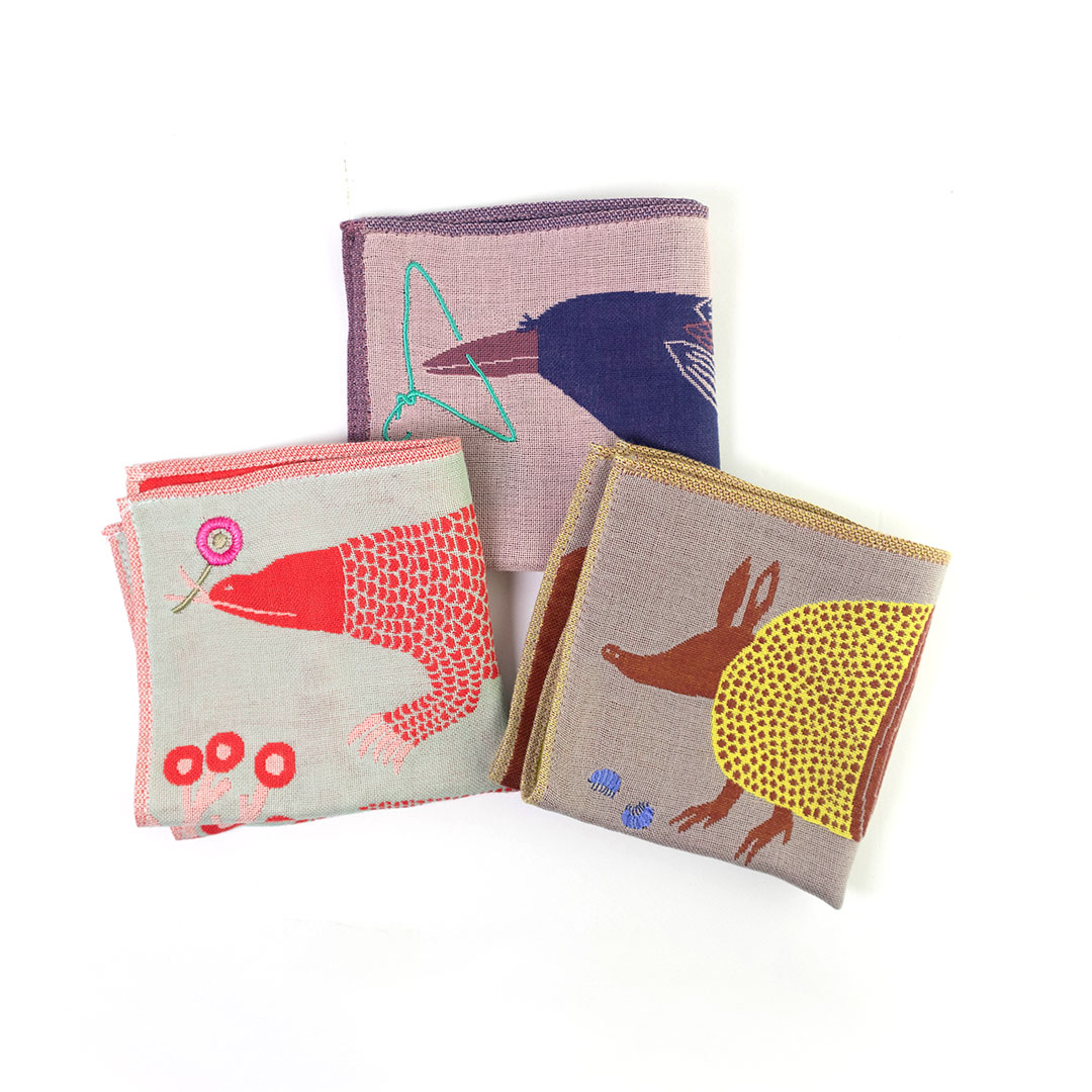 ガーゼハンカチ （ アルマジロ/カラス/コモドドラゴン）