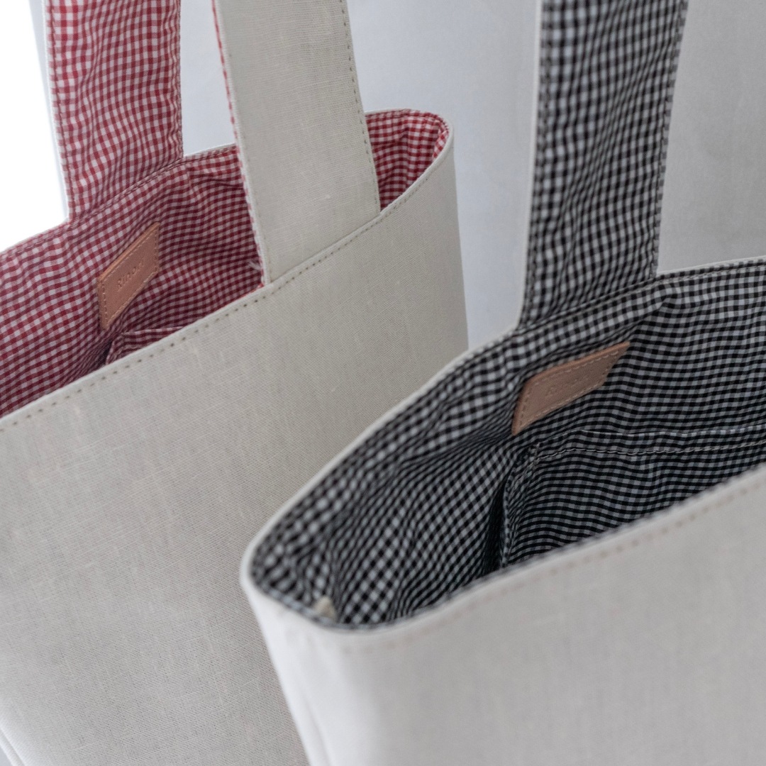 [NEW COLOR 黒ギンガム] かばんの中身が整うバッグ（巾着・ハンドルカバー付属）　【amiroomコラボ】TOTONOU BAG