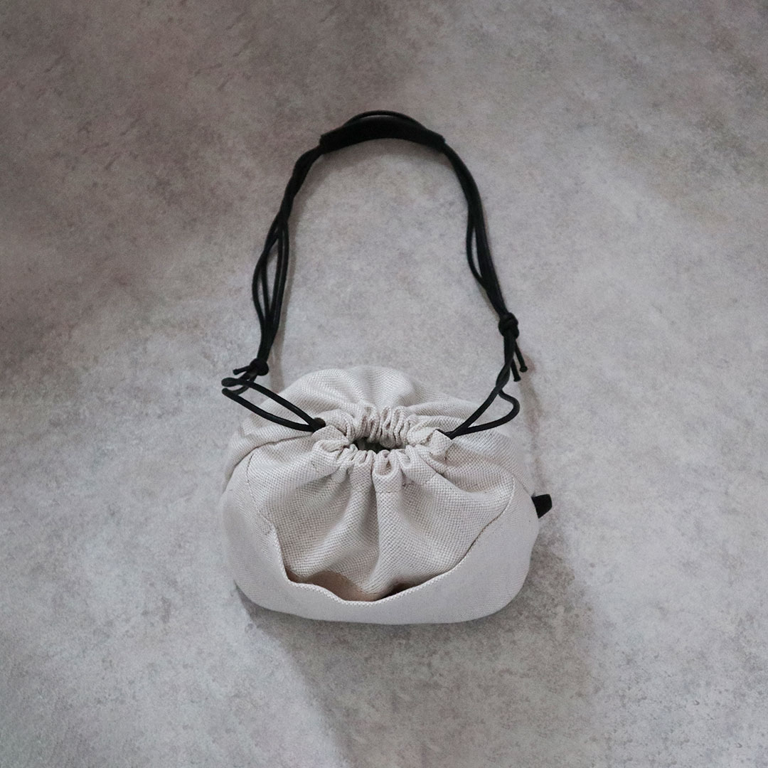 リネン巾着ショルダー （ショート肩当付き）【数量限定色】