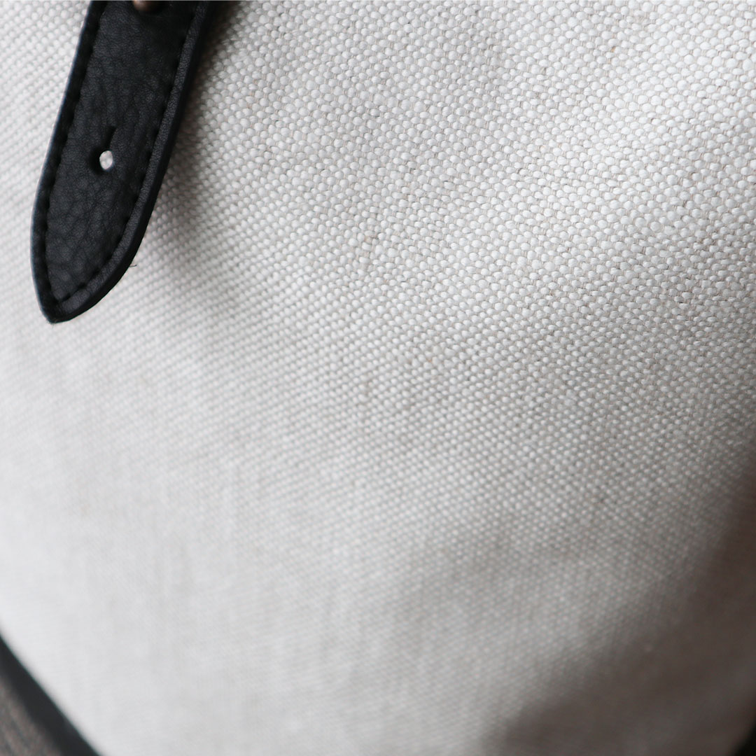 長財布が入る リネン×本革 バケツバッグ