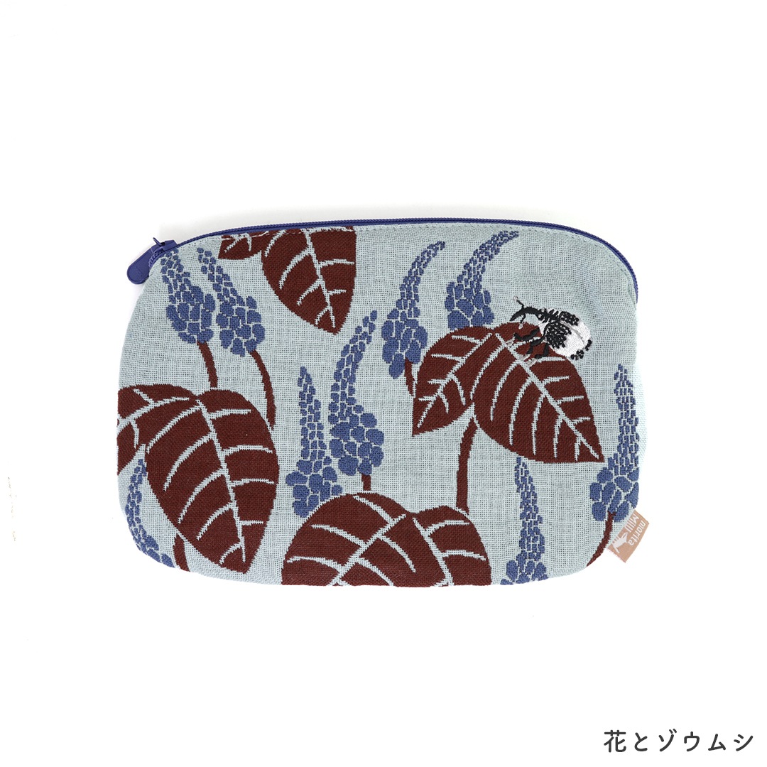 ポーチ  ( 花とカメムシ/ゾウムシ/カマキリ)