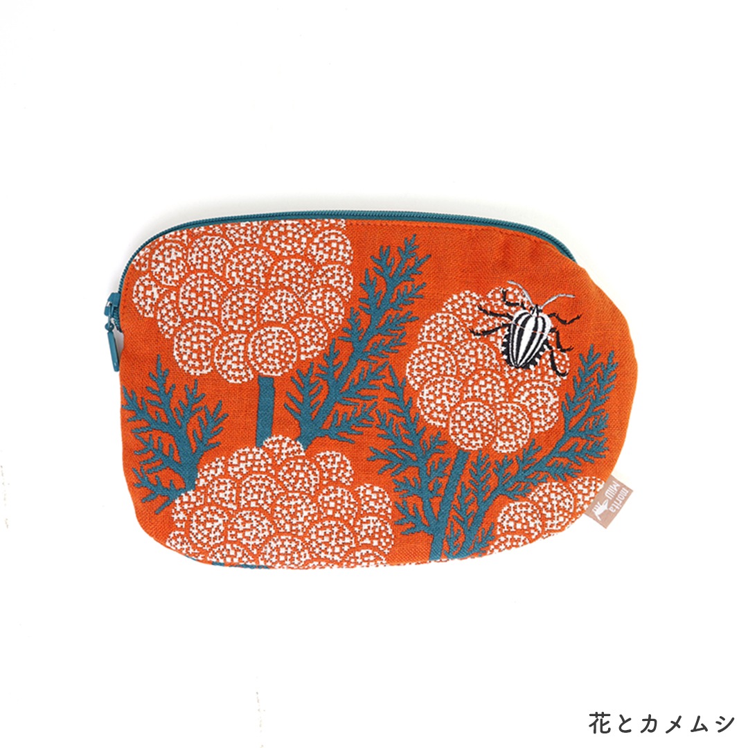 ポーチ  ( 花とカメムシ/ゾウムシ/カマキリ)