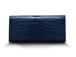 クロコダイル　マット　ロングウォレット　ネイビー