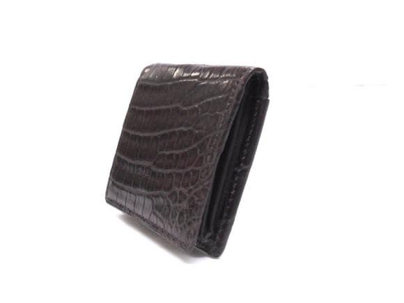 クロコダイル　マット　Boxタイプコインケース　チョコ