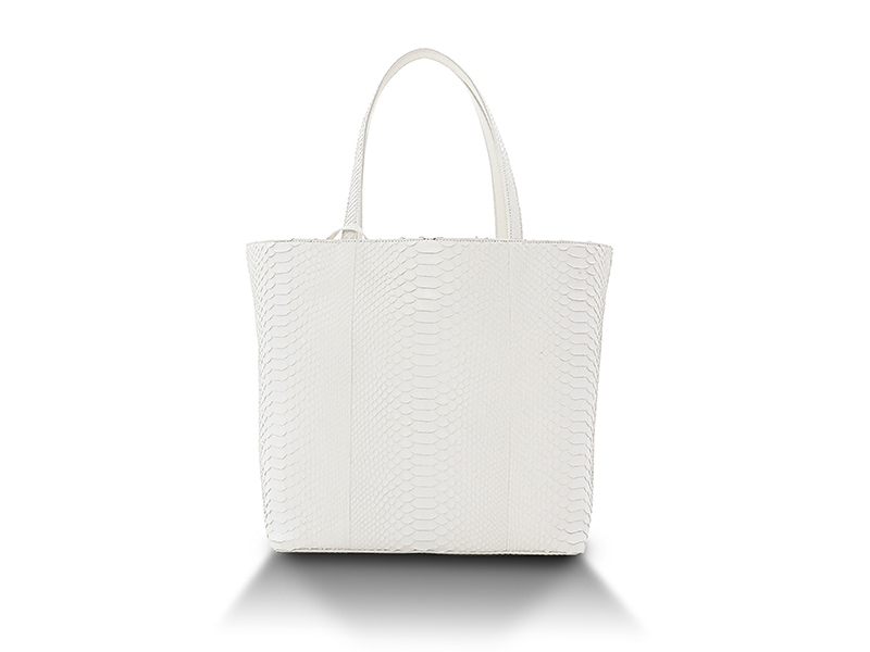 パイソン　マット　トートバッグ　ホワイト