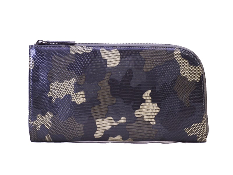 リザード　カモフラ　ミニクラッチ　グレー