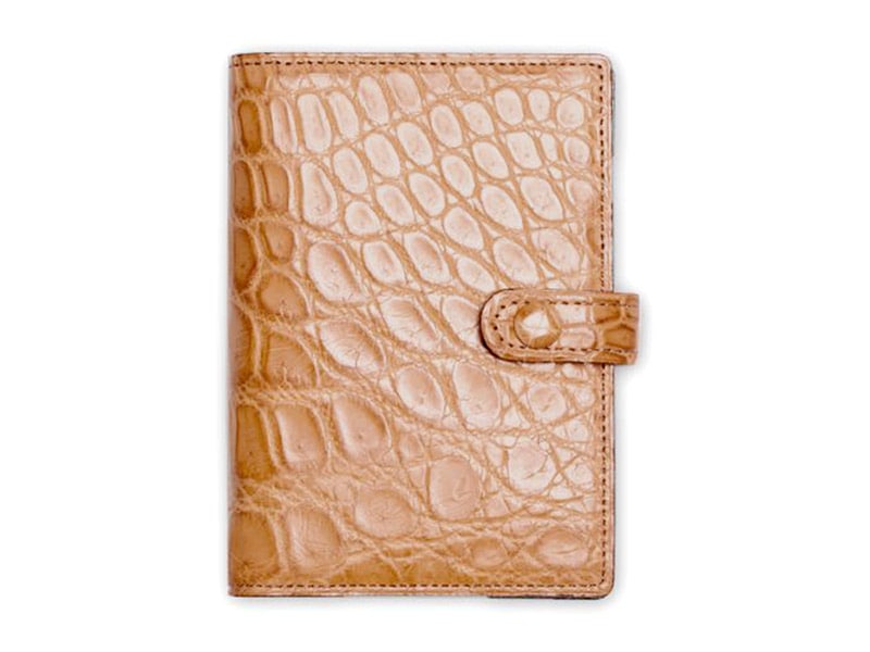 クロコダイル　マット　システム手帳　小　ベージュ