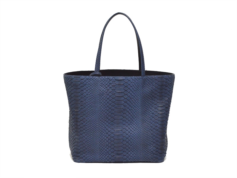パイソン　マット　トートバッグ　ブルー