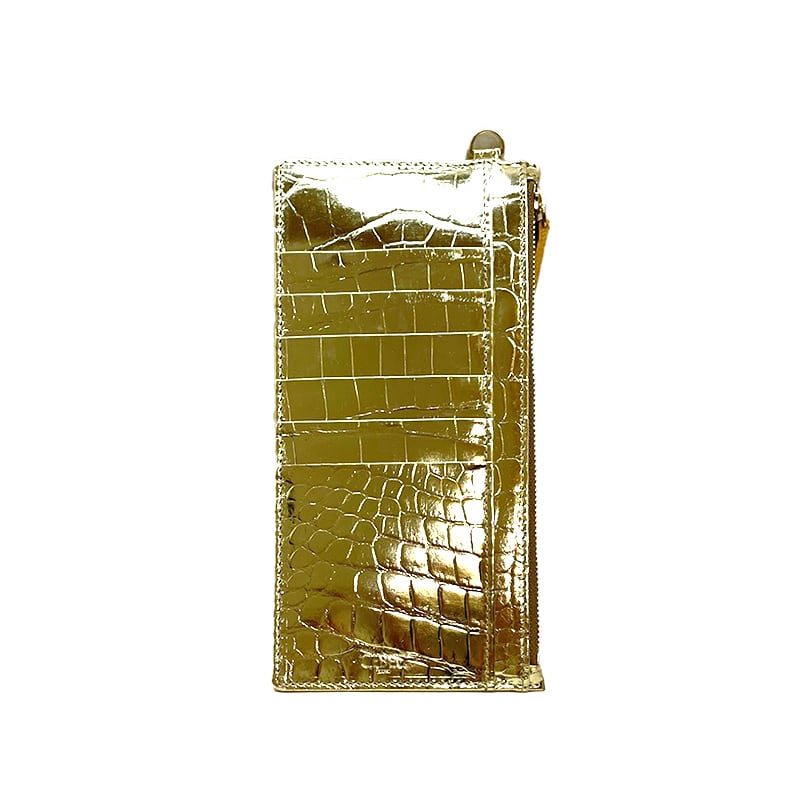 クロコダイル　マット　極薄ウォレット　ゴールド箔