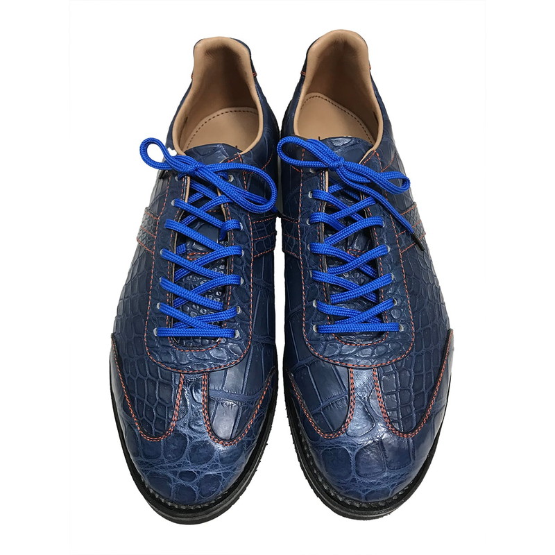 クロコダイル　マット　丸藤正道モデルスニーカー　インディゴブルー