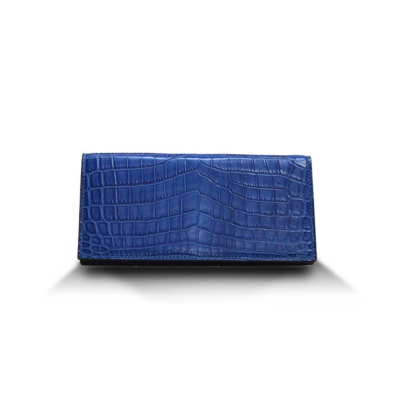 クロコダイル メッシュ ラウンドウォレット 藍 | ウォレット,長