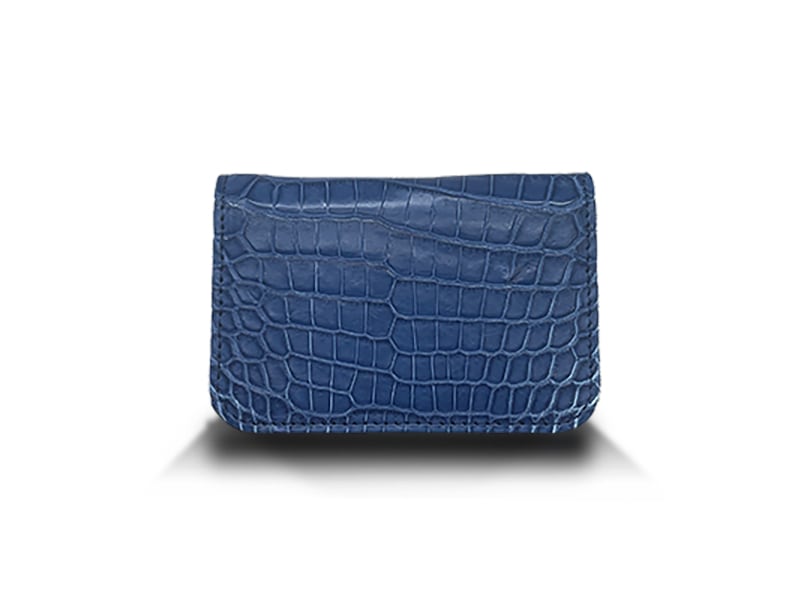 クロコダイル マット スクエアビジネスカードケース 藍 | 名刺入れ