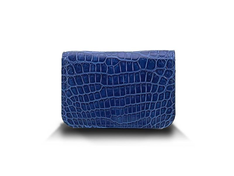 クロコダイル　マット　ビジネスカードケース　藍