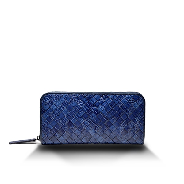 クロコダイル　メッシュ　ラウンドウォレット　藍