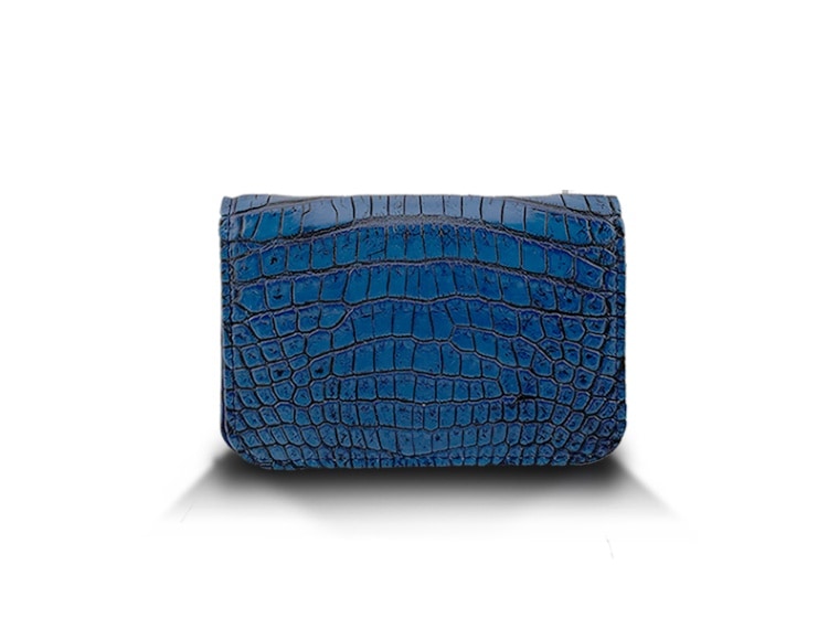 クロコダイル　マット　ビジネスカードケース　アジュール