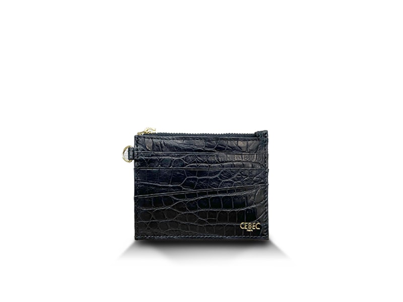 クロコダイル　マット　フラグメントケース　ブラック
