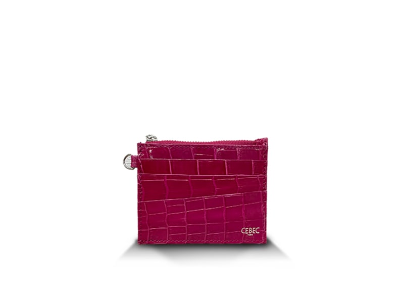 クロコダイル　ツヤ　フラグメントケース　ピンク