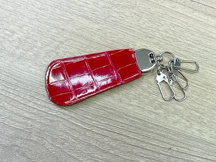 クロコダイル　ツヤ　キー付きシューホーン　レッド