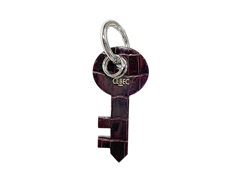 クロコダイル　ツヤ　鍵型チャーム　ワイン