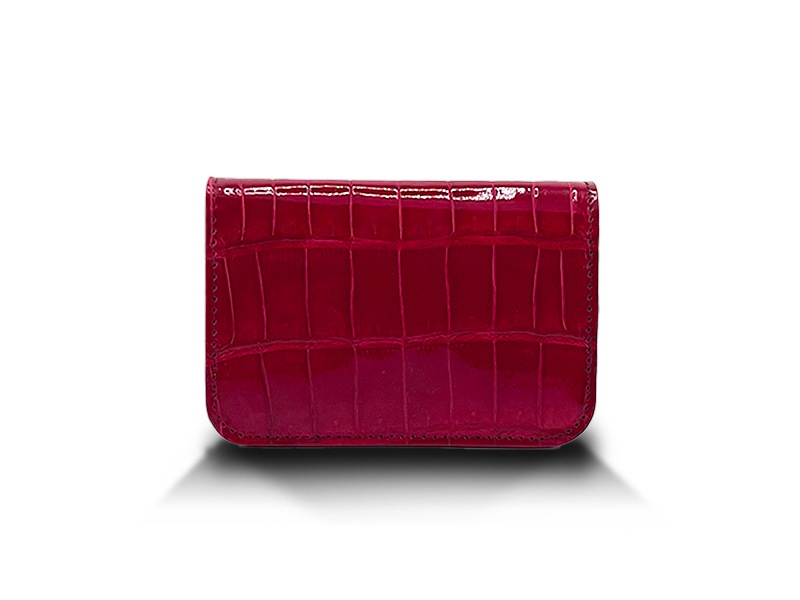 クロコダイル　ツヤ　ビジネスカードケース　カンパリ