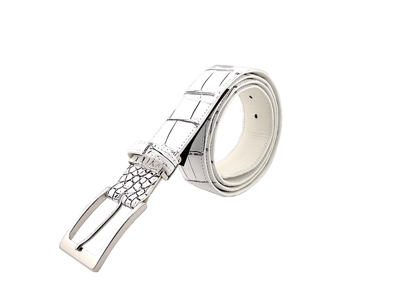 クロコダイル　マット　35ミリベルト　白／谷黒