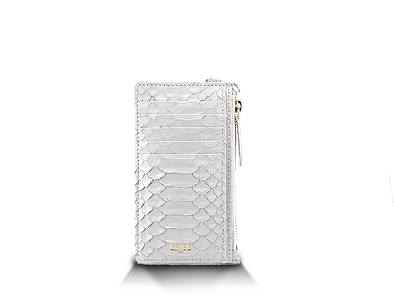 パイソン　マット　 カードケース　ホワイト