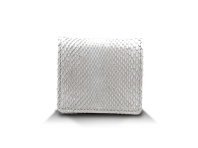 パイソン　マット　 Boxタイプコインケース　ホワイト