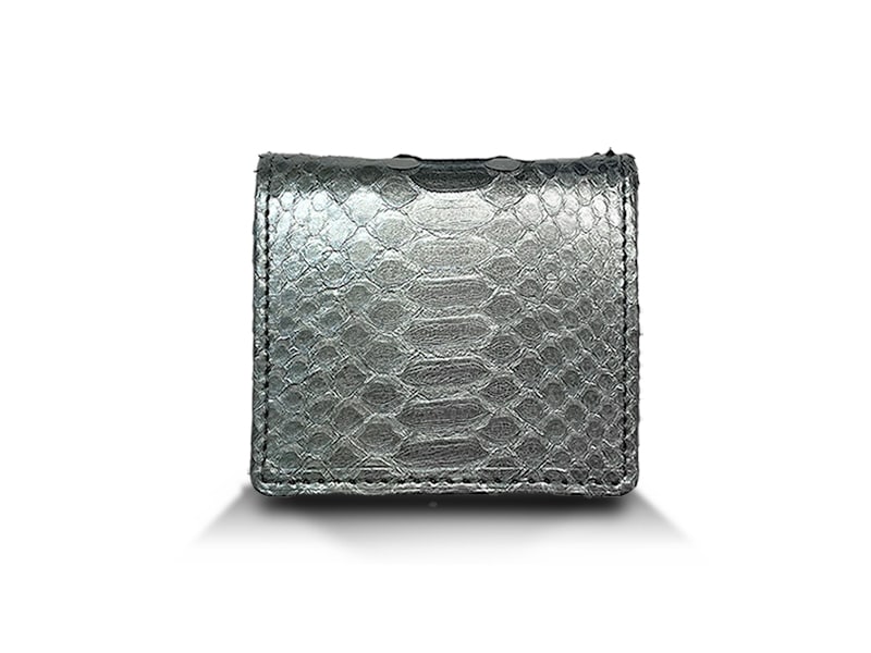 パイソン　頭貼り　 Boxタイプコインケース　シルバー