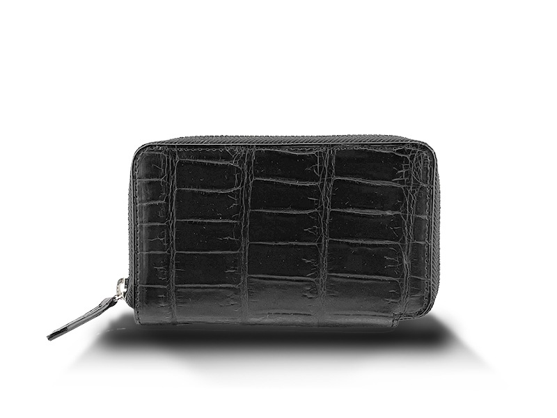 クロコダイル マット ハンディーウォレット ブラック | ウォレット,長