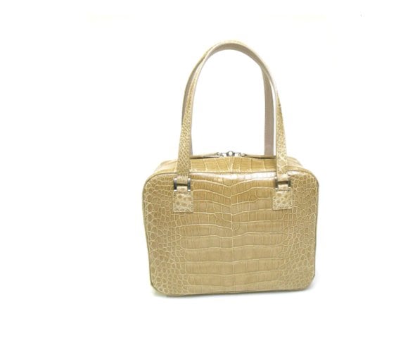 クロコダイル　ツヤ　エレガントバッグ　オーク