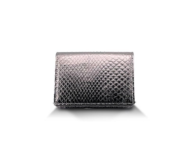 パイソン　頭貼り　Wマチビジネスカードケース　ガンメタ