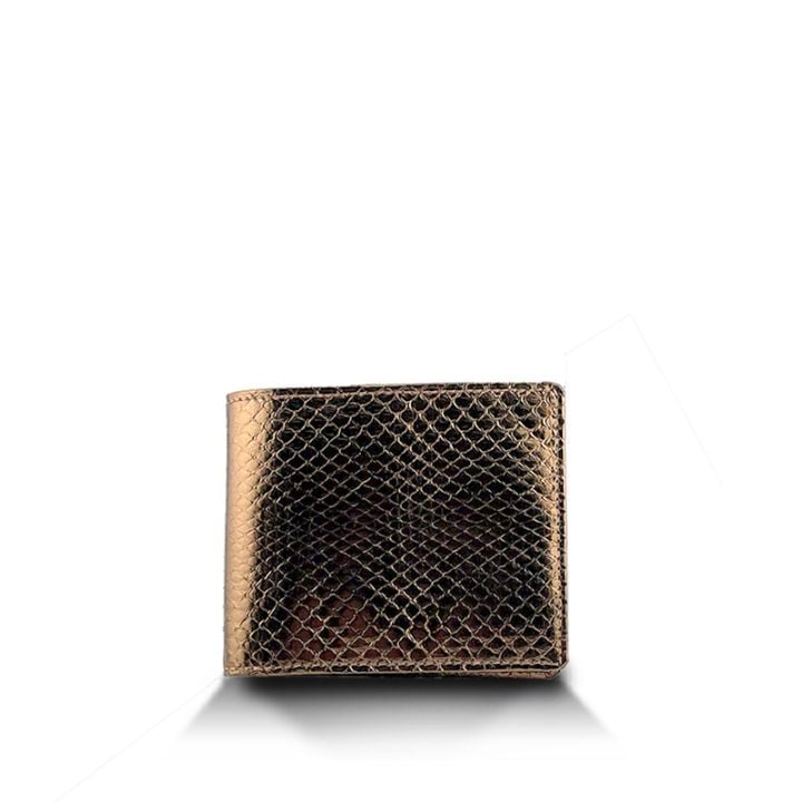 パイソン　頭貼り　二つ折れウォレット　ブロンズ