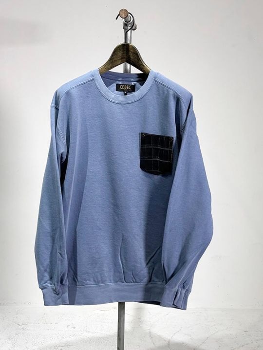 クロコポケット　スウェット　ヴィンテージボディ ブルー S