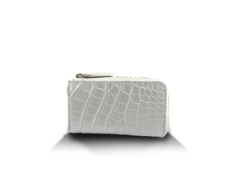 クロコダイル　マット　四連キーケース　ホワイトパール