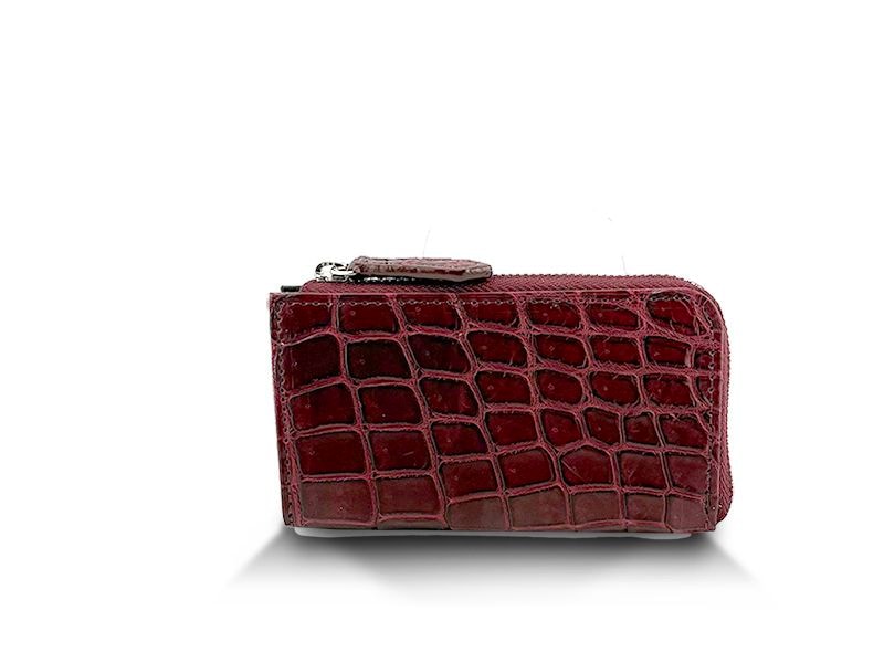 クロコダイル　マット　四連キーケース　ワイン
